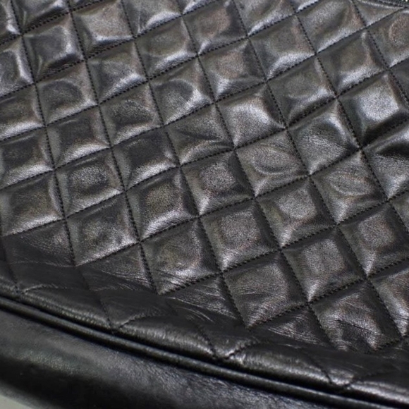 Chanel Vintage Black Quilted Lambskin Shoulder Tote Bag Authentic Classic - Picture 9 of 16